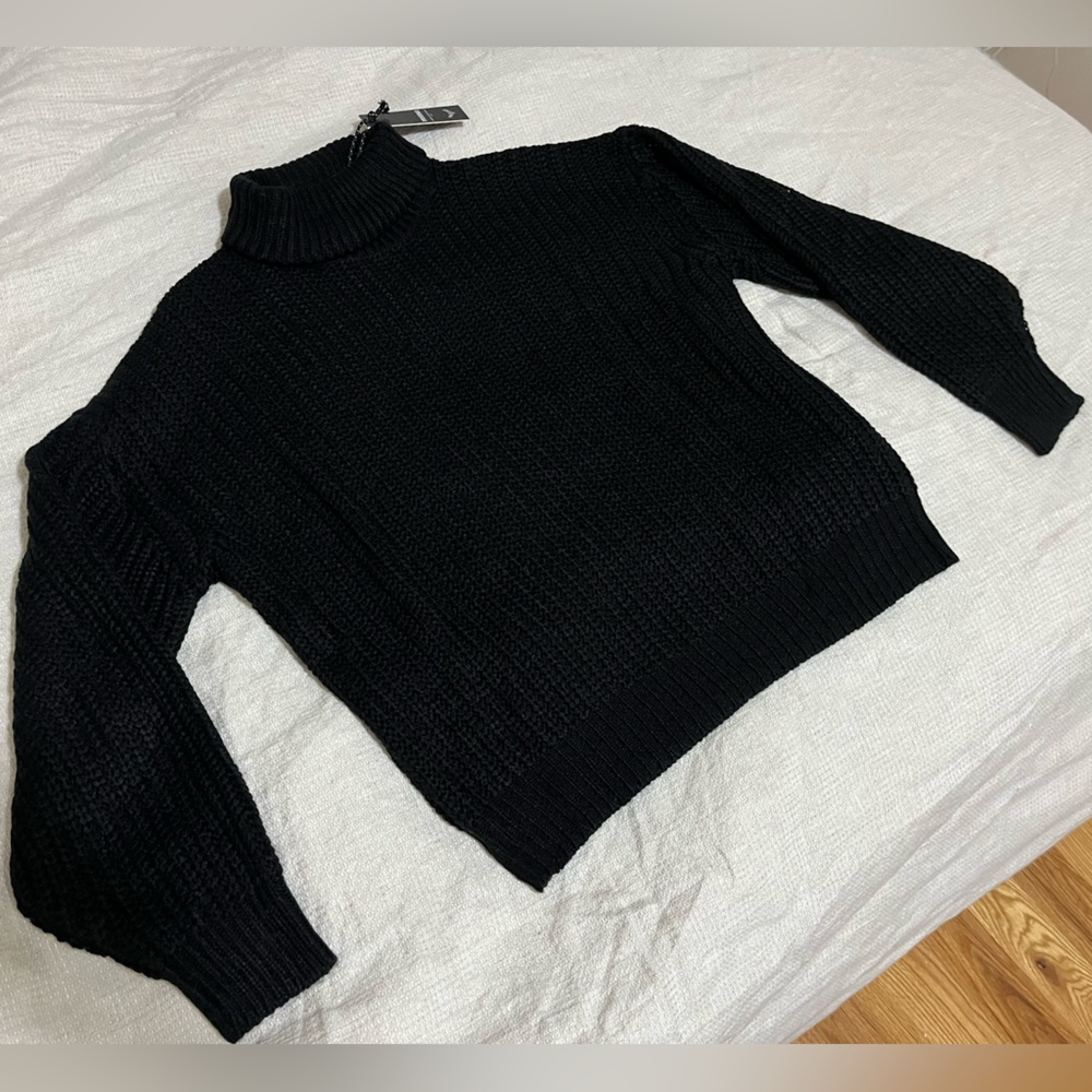 Black Turtleneck Knit Sweater